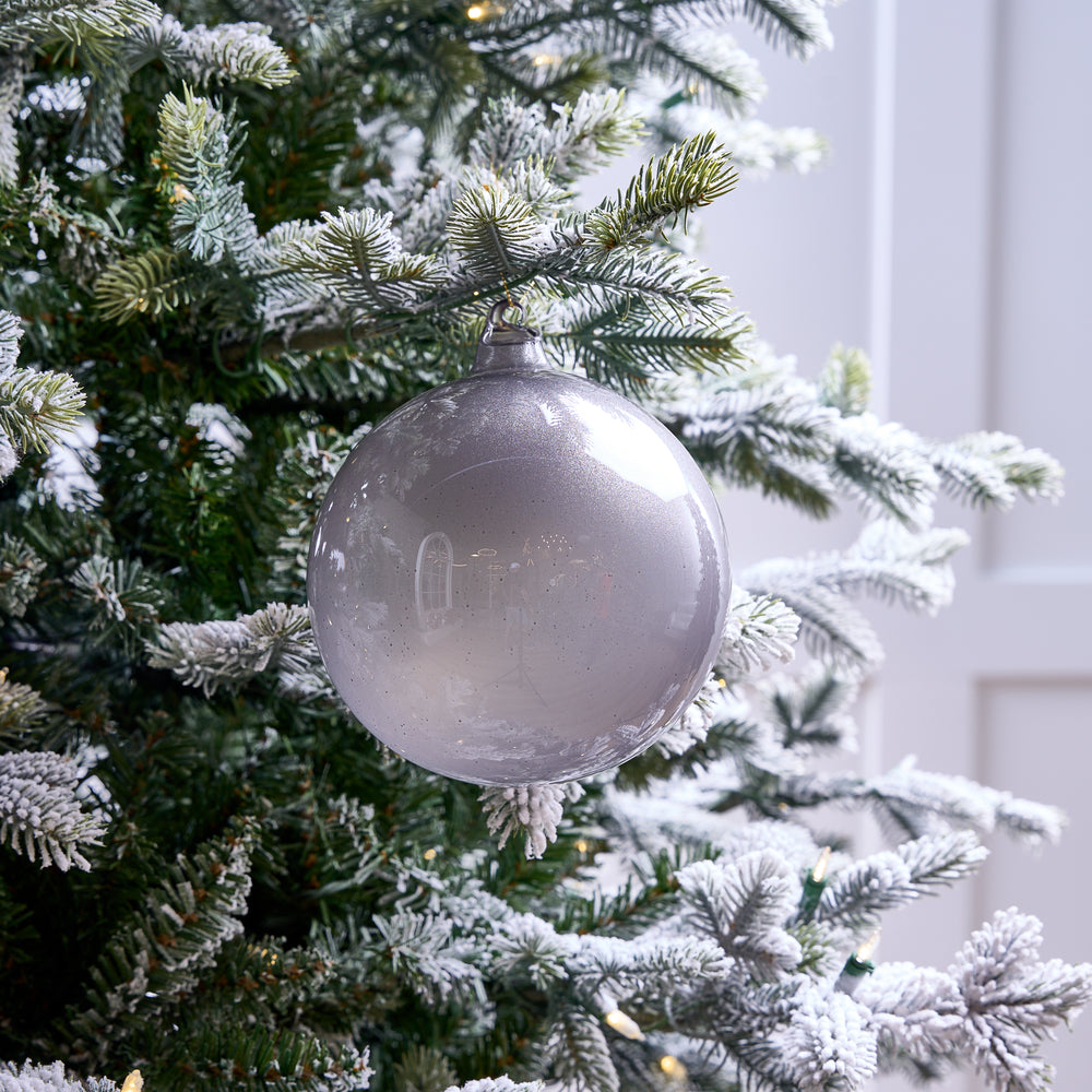 6" Grey Glitter Bubblegum Glass Ornament