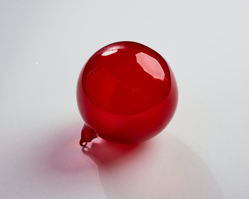 6" Red Glitter Matte Bubblegum Glass Ball Ornament