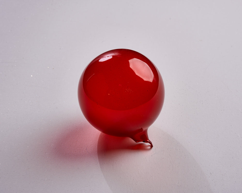 5" Red Glitter Matte Bubblegum Glass Ball Ornament