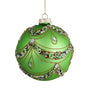 5" Matte Green Beaded Swag Ball Ornament