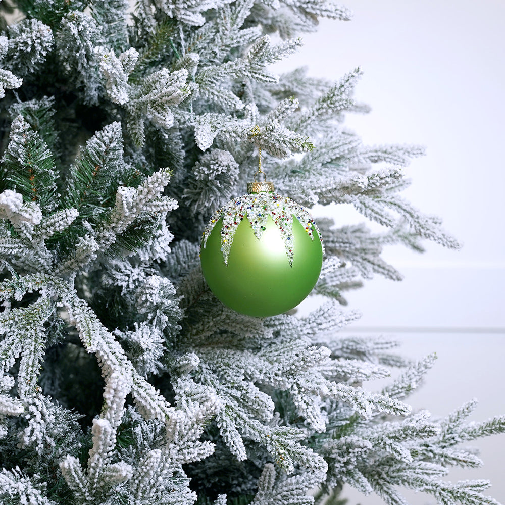 5" Shiny Lime Green Beaded Ball Ornament