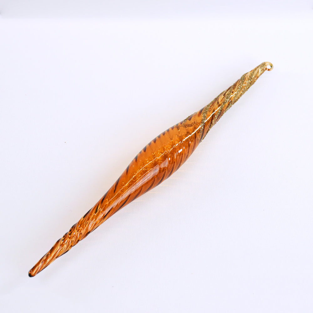 16" Amber & Copper Glitter Icicle Ornament