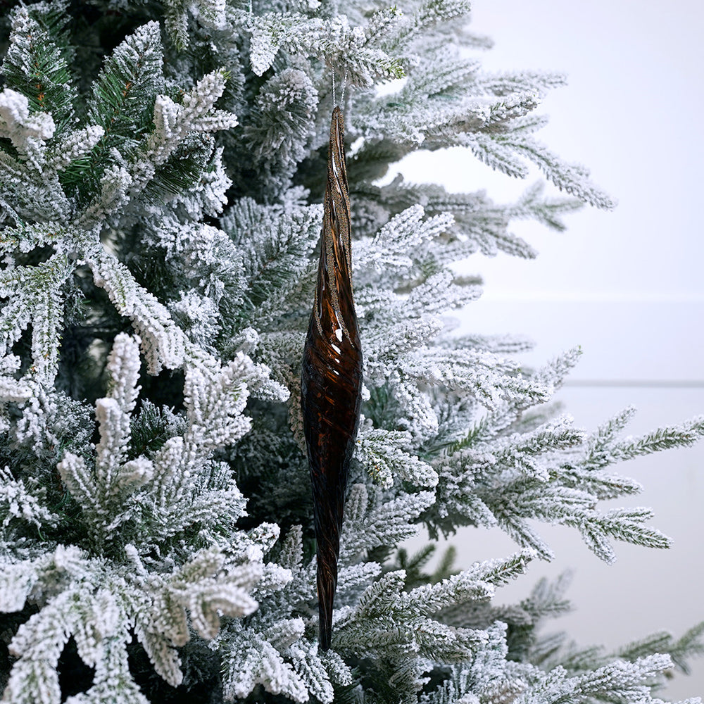 16" Brown Glitter Icicle Ornament