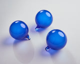 4" Cobalt Blue Bubblegum Glass Ornament Box Of 3