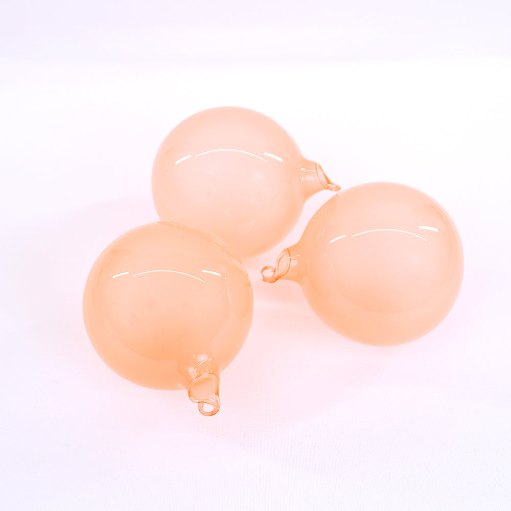 4" Coral Bubblegum Glass Ornament Box Of 3