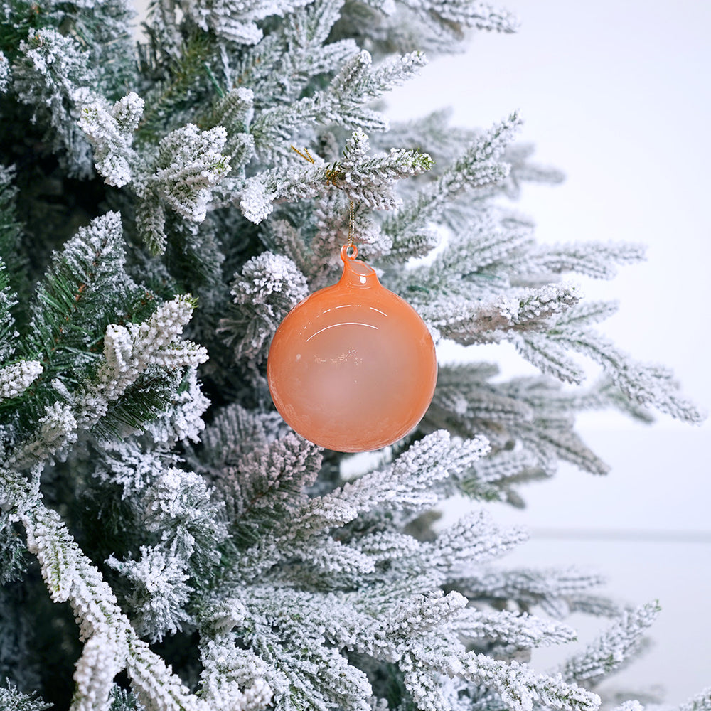 4" Coral Bubblegum Glass Ornament Box Of 3