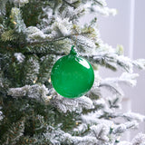 4" Citrus Green Bubblegum Glass Ornament Box Of 3
