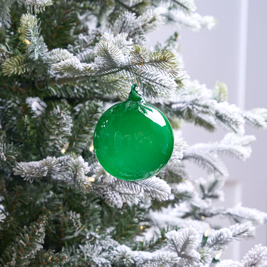 4" Citrus Green Bubblegum Glass Ornament Box Of 3