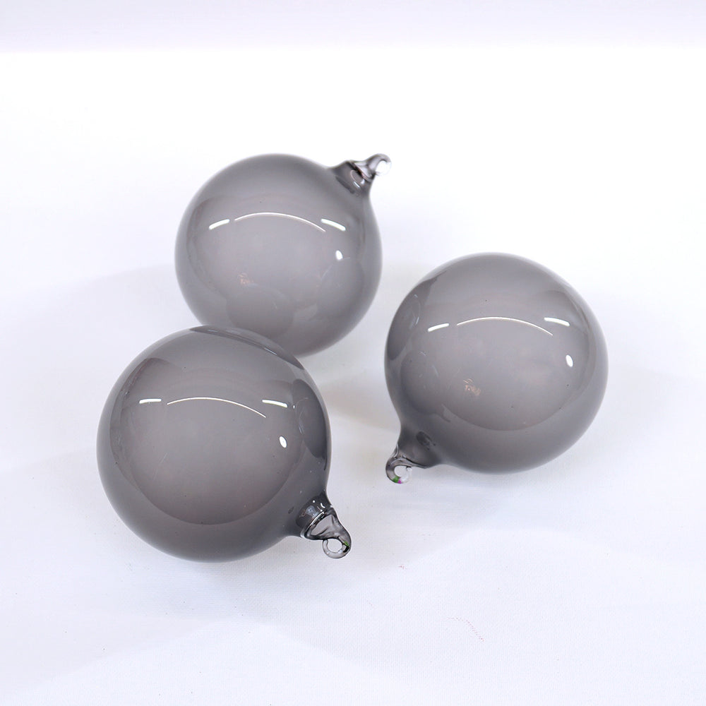 4" Grey Bubblegum Glass Ball Ornament Box Of 3