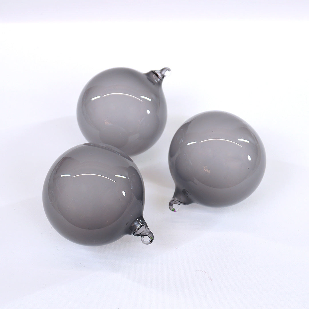 4" Grey Bubblegum Glass Ball Ornament Box Of 3