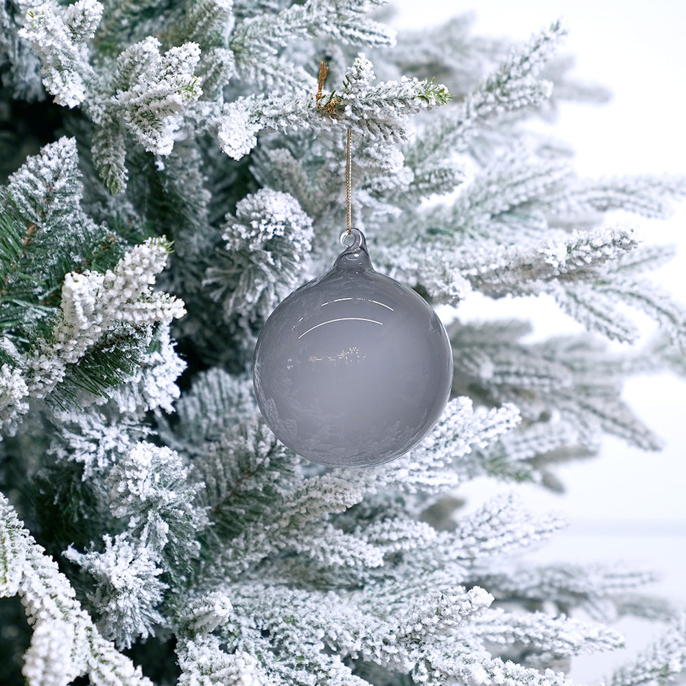 4" Grey Bubblegum Glass Ball Ornament Box Of 3