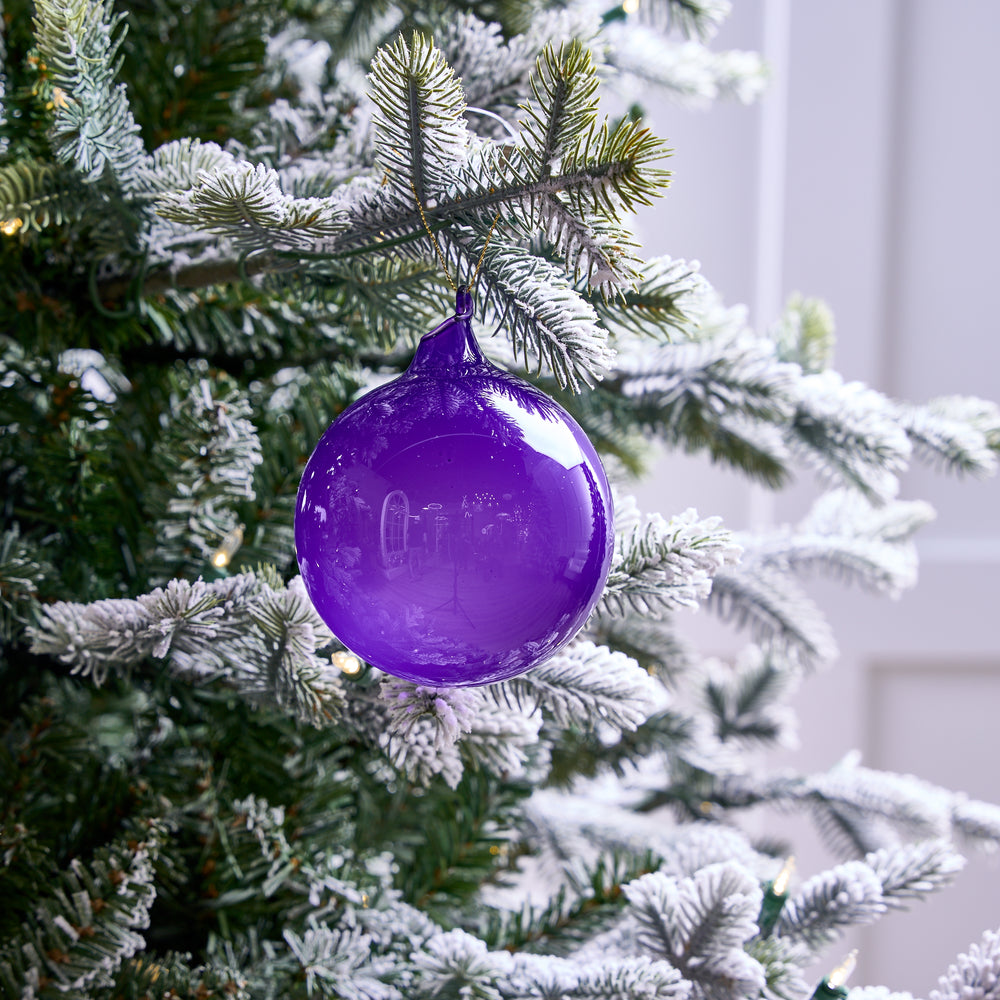 4" Purple Bubblegum Glass Ornament Box Of 3