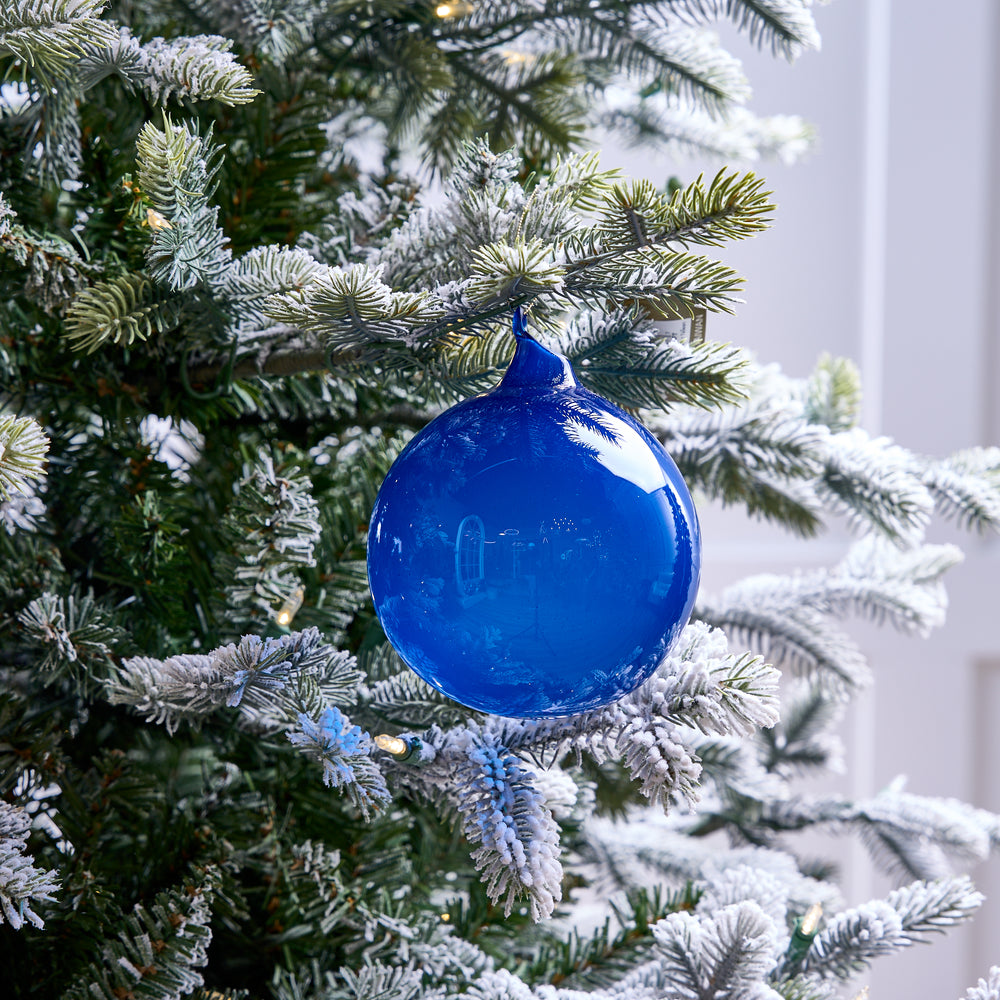5" Aegian Sea Blue Bubblegum Glass Ornament