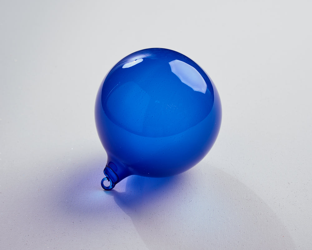 5" Aegian Sea Blue Bubblegum Glass Ornament