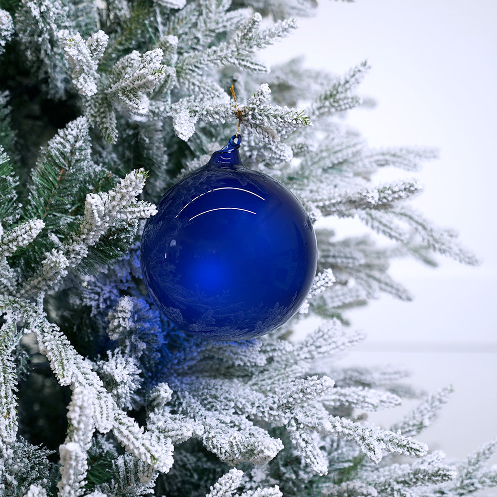 6" Ageian Sea Blue Bubblegum Glass Ornament