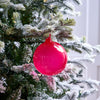4" Cherry Pink Bubblegum Glass Ornament Box Of 3