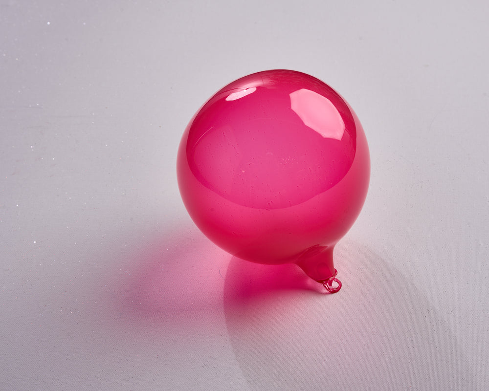 6" Cherry Pink Bubblegum Glass Ornament