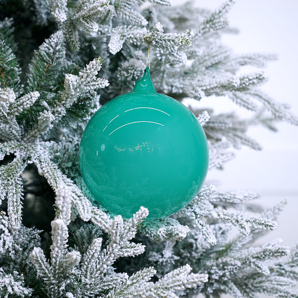 6" Eucalyptus Green Bubblegum Glass Ornament