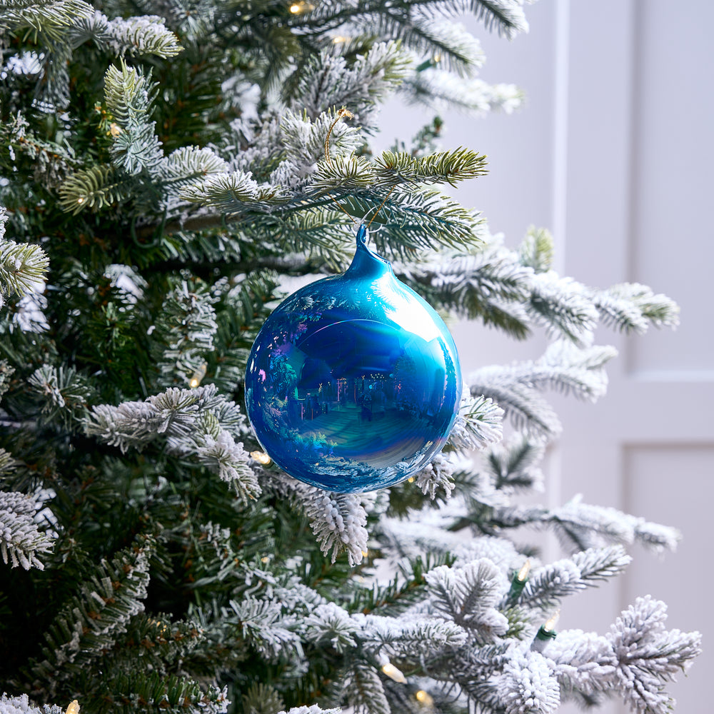 5" Blue Pearl Glass Ball Ornament