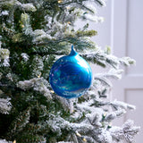 5" Blue Pearl Glass Ball Ornament