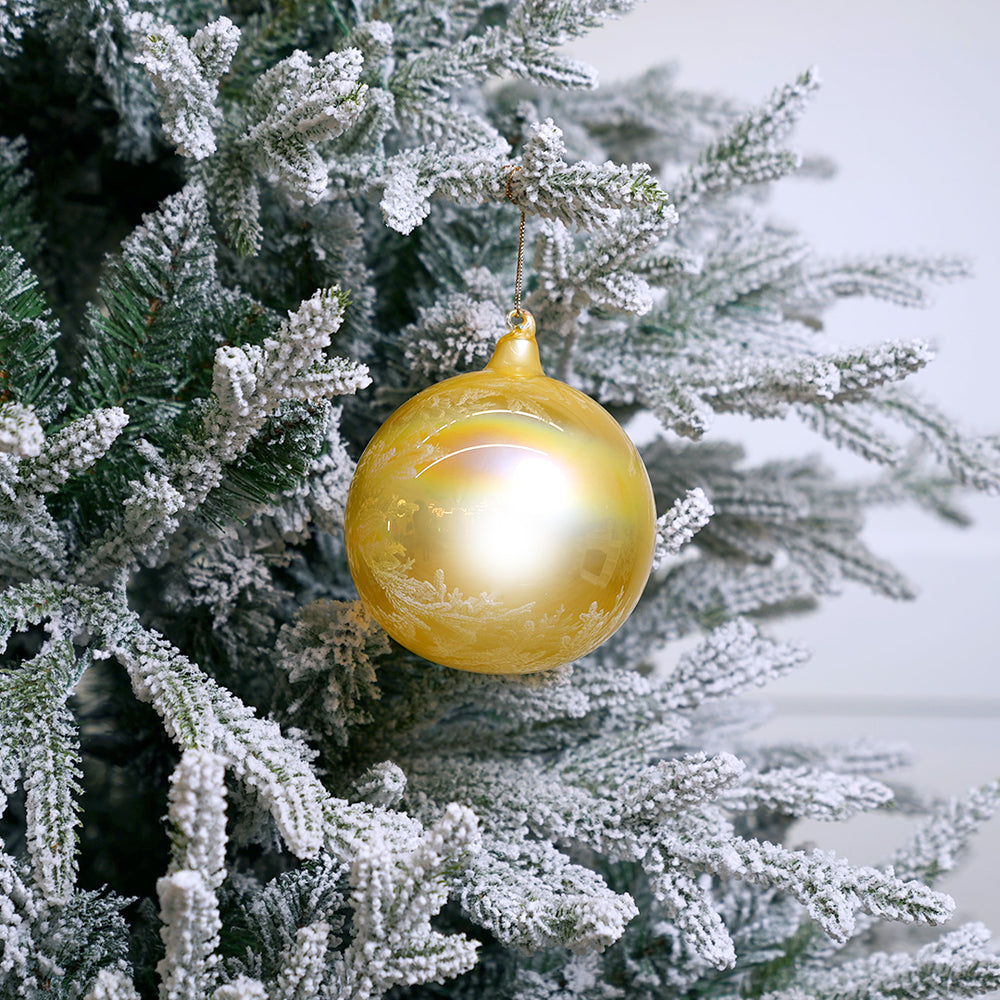 5" Light Gold Pearl Glass Ball Ornament