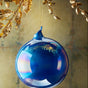 7" Blue Pearl Glass Ball Ornament