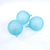 4" Aqua Blue Bubblegum Glass Ornament Box Of 3