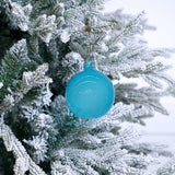4" Aqua Blue Bubblegum Glass Ornament Box Of 3