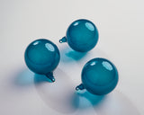 4" Blue Bubblegum Glass Ornament Box Of 3