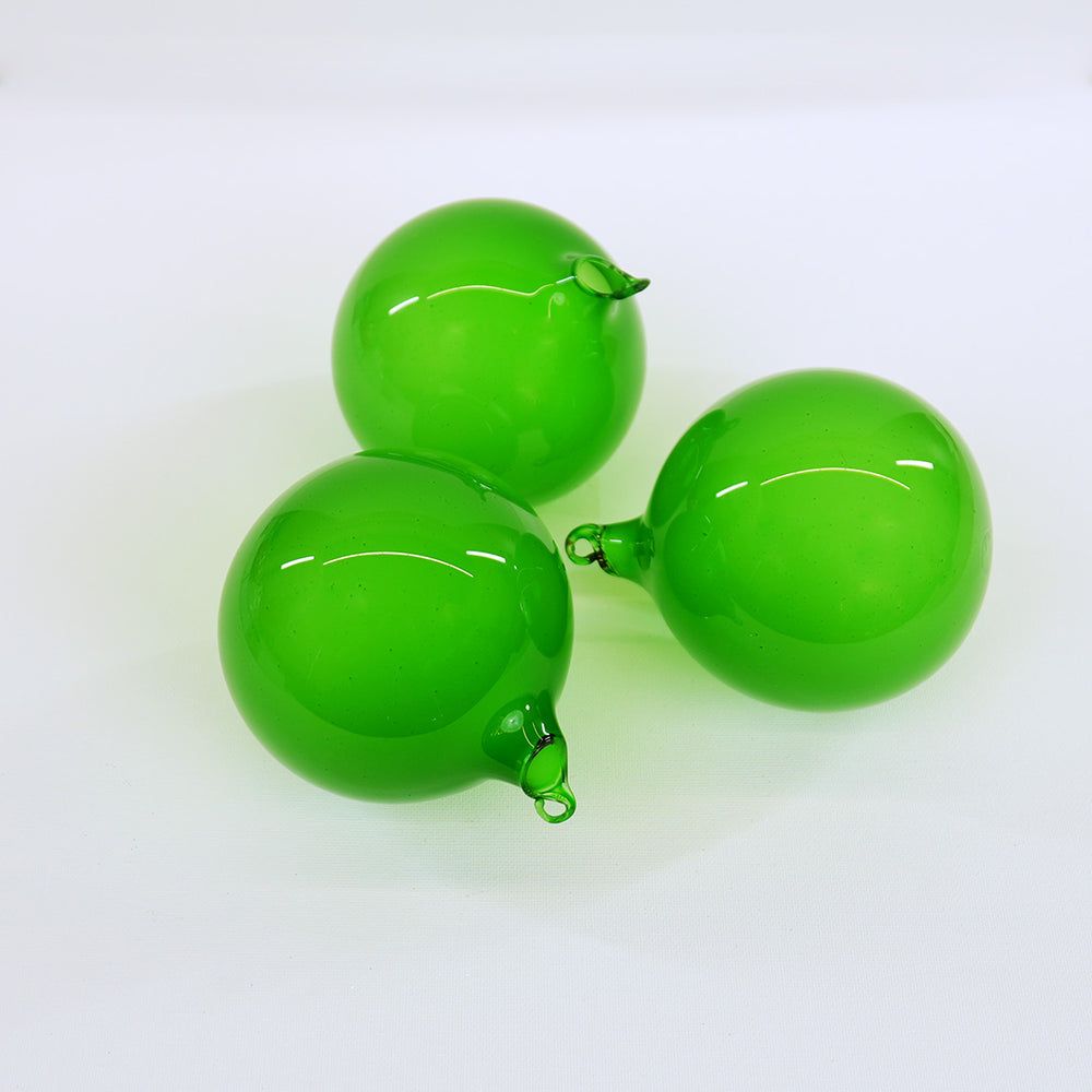 4" Emerald Bubblegum Glass Ornament Box Of 3