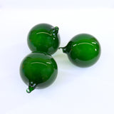 4" Mint Green Bubblegum Glass Ornament Box Of 3