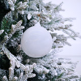 4" White Bubblegum Glass Ornament Box Of 3