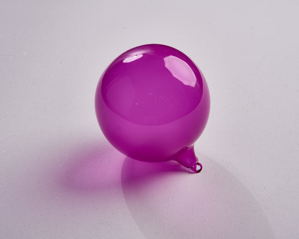 5" Fuchsia Bubblegum Glass Ornament