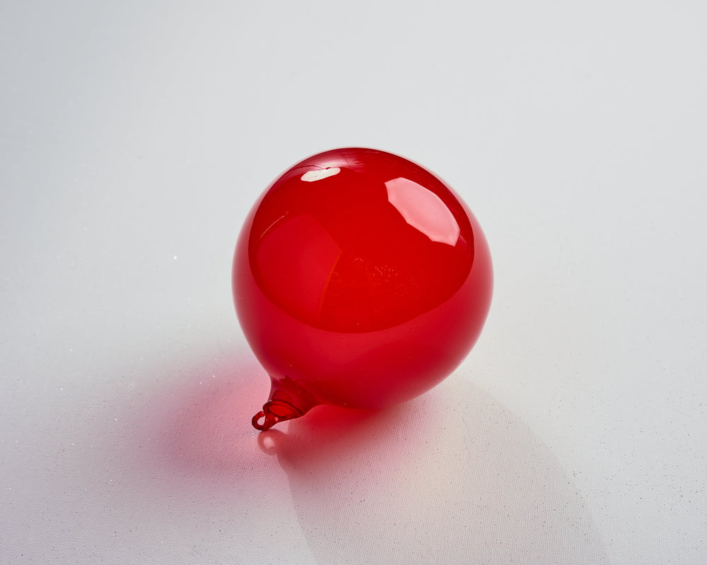 5" Red Bubblegum Glass Ornament