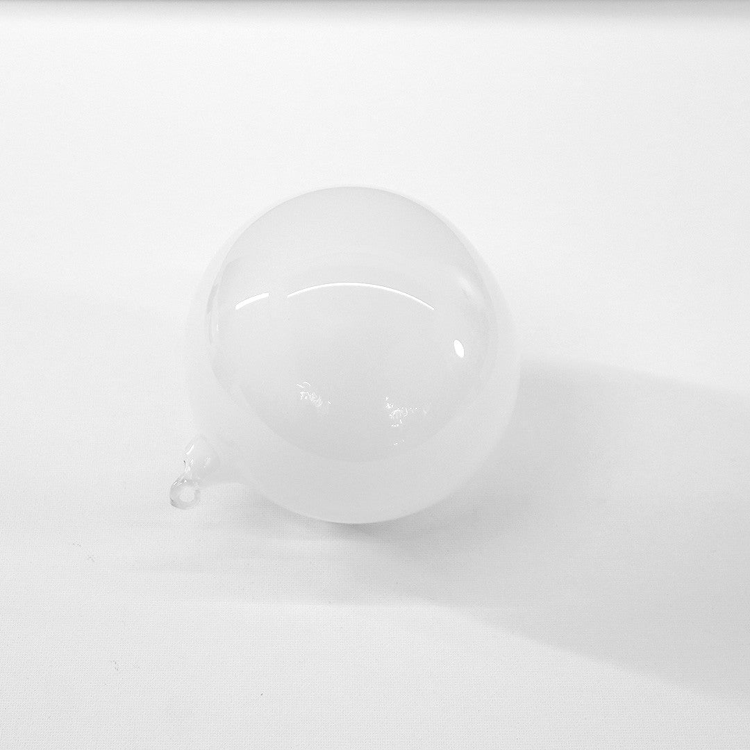 5" White Bubblegum Glass Ornament