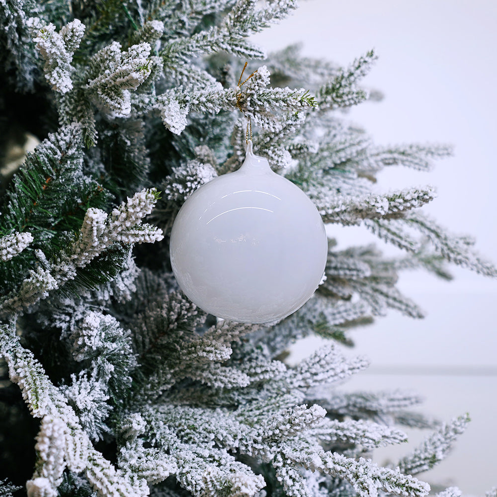 5" White Bubblegum Glass Ornament