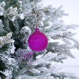 3" Fuchsia Bubblegum Glass Ornament Box Of 6
