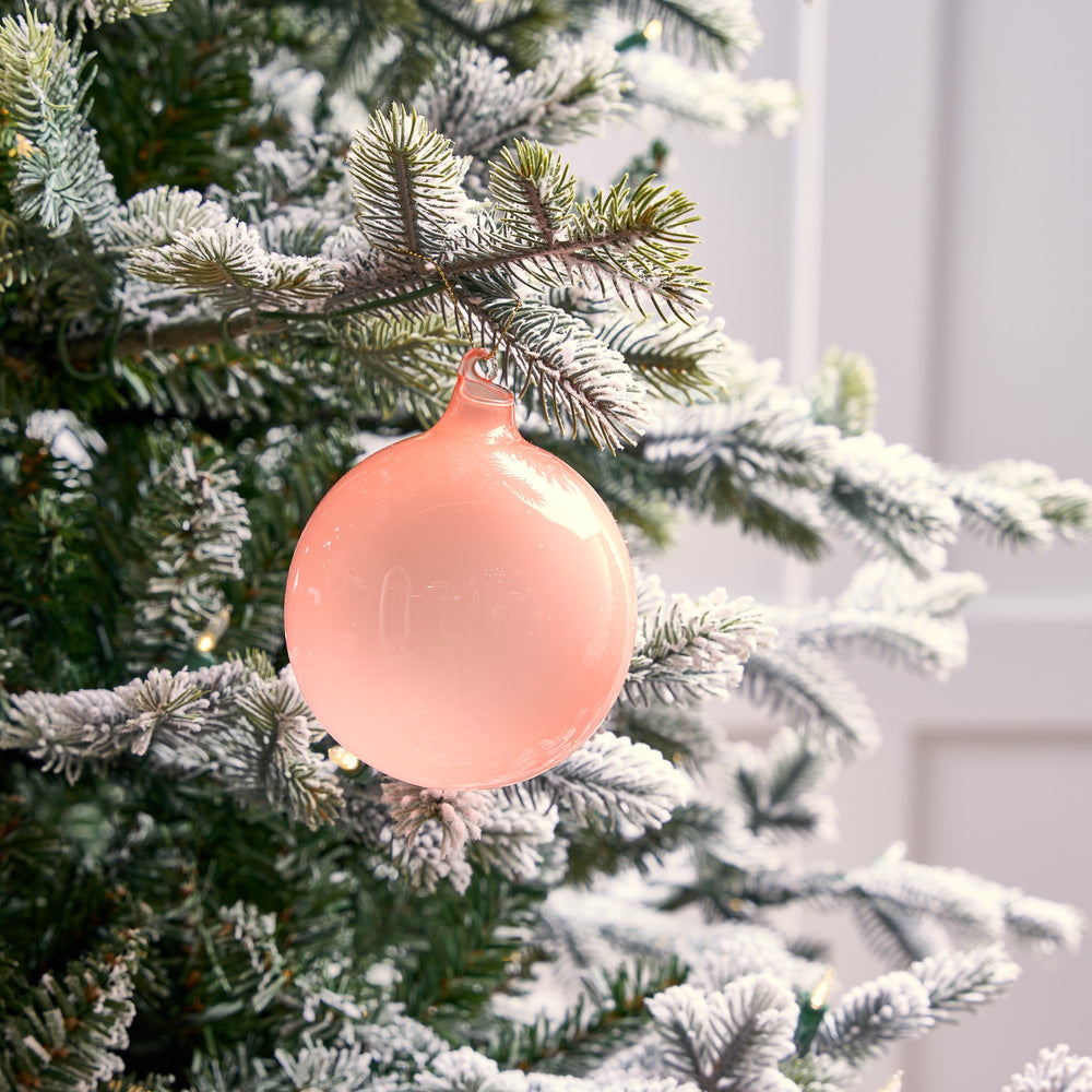 3" Peach Bubblegum Glass Ornament Box Of 6