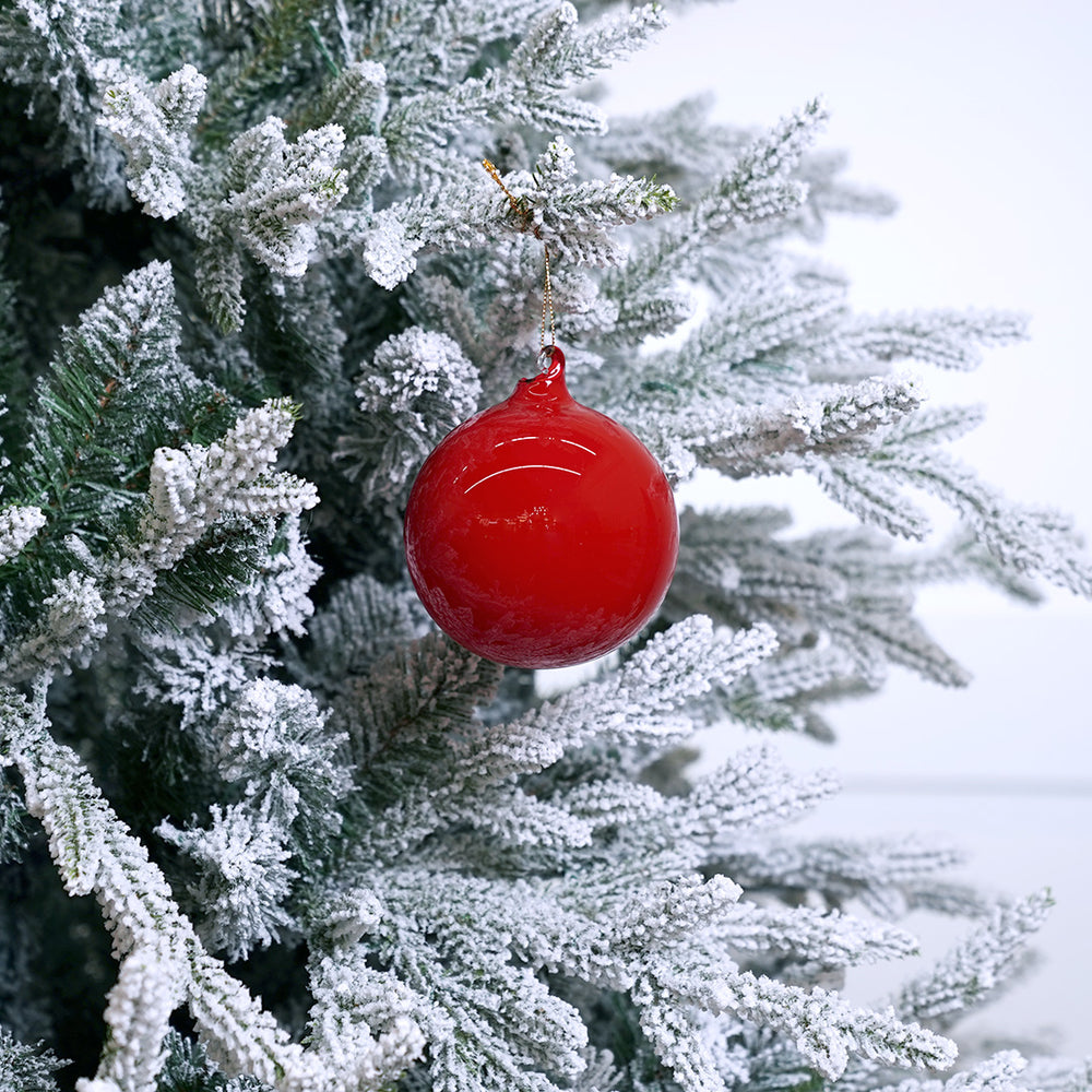 3" Red Bubblegum Glass Ornament Box Of 6
