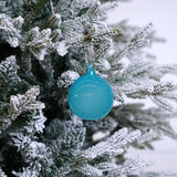 3" Turquoise Bubblegum Glass Ornament Box Of 6