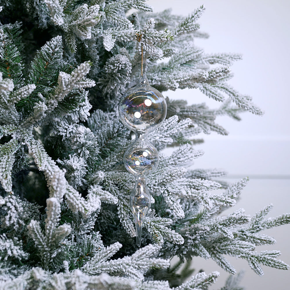 11" Clear Iridescent Bubblegum Glass Finial