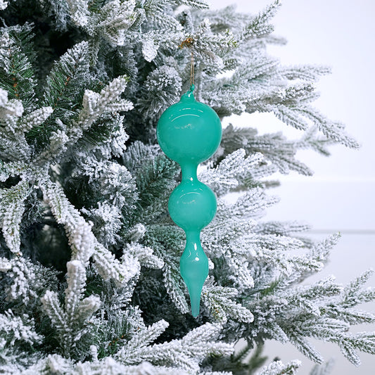 Remate de cristal color chicle verde azulado de 11"