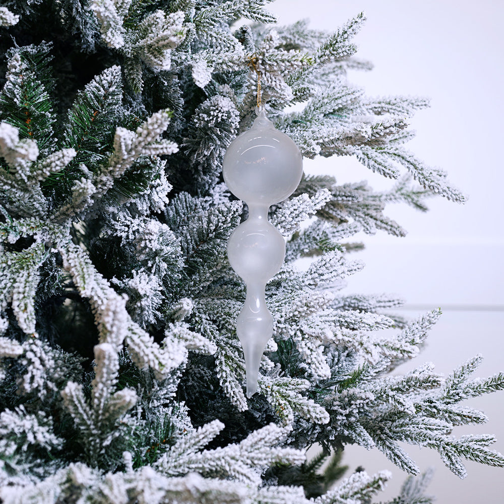 11" White Bubblegum Glass Finial