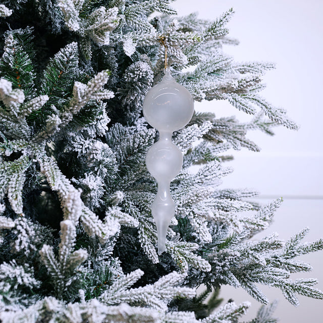 11" White Bubblegum Glass Finial