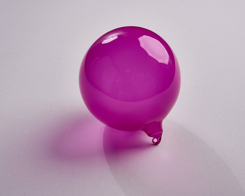 6" Fuchsia Bubblegum Glass Ornament