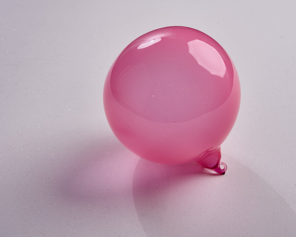 6" Rose Bubblegum Glass Ornament