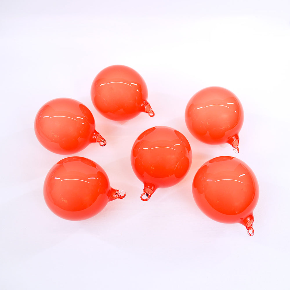 3" Coral Bubblegum Glass Ornament Box Of 6