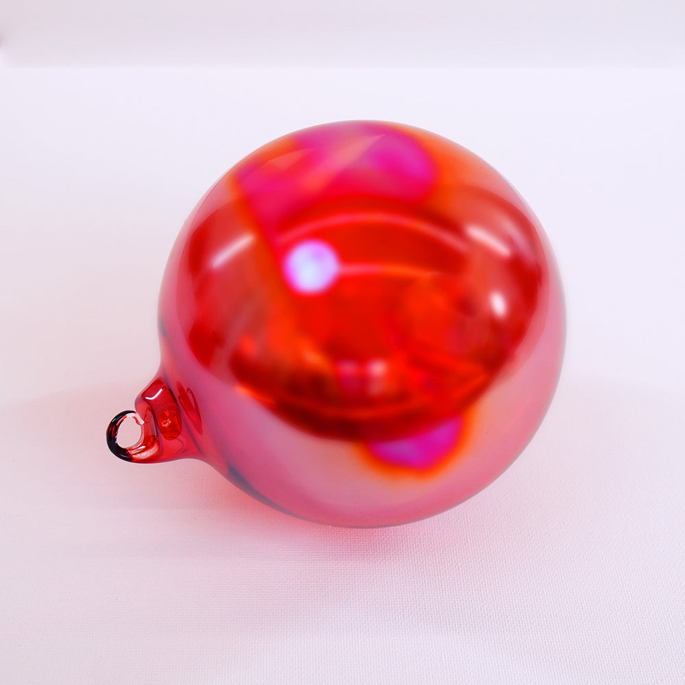 5" Red Iridescent Bottle Glass Ball Ornament