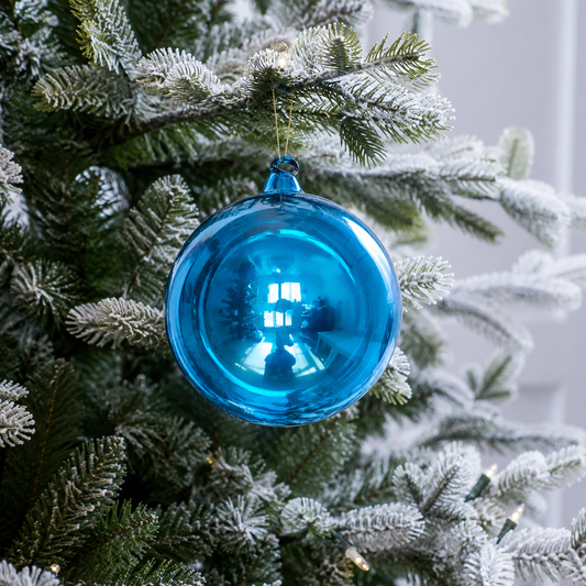 6" Blue Iridescent Bottle Glass Ball Ornament