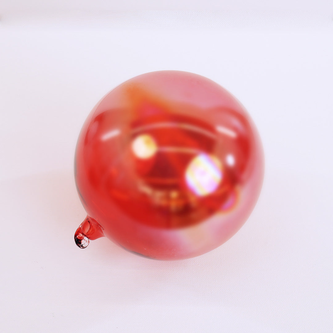 6" Red Iridescent Bottle Glass Ball Ornament